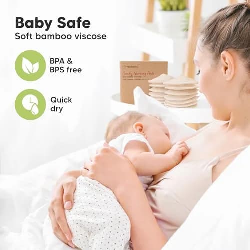 KeaBabies Organic Nursing Pads M 4.6" (14-Pack) | 3-Layer Absorbent & Waterproof thumbnail 5