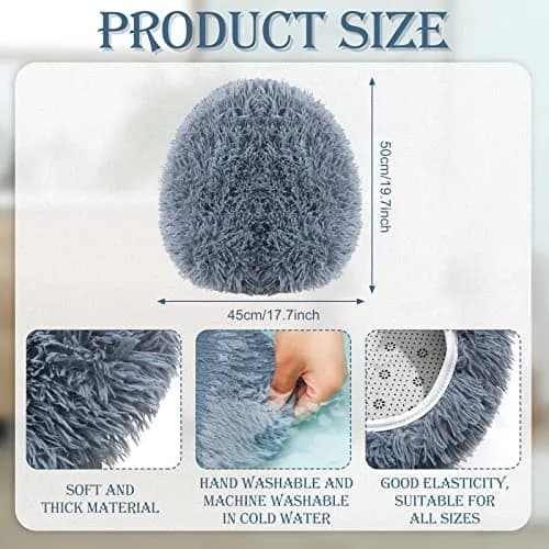Kingdder Toilet Lid Cover Set 3 Pcs Plush Fluffy Fits Standard Lids | Soft & Washable thumbnail 2