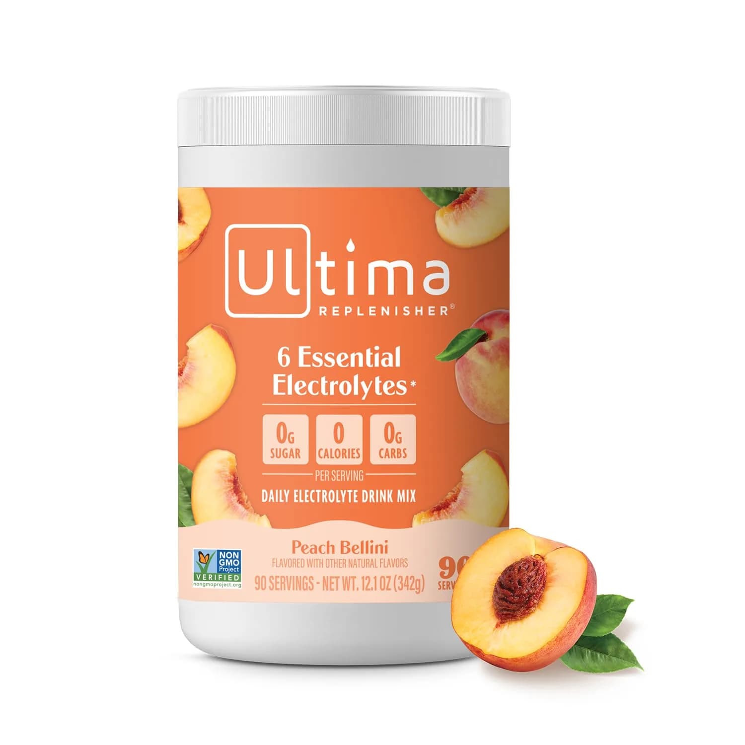 Ultima Replenisher Daily Electrolyte Powder Drink Mix Peach Bellini 90 Servings | Sugar-Free Hydration - main product image