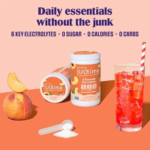 Ultima Replenisher Daily Electrolyte Powder Drink Mix Peach Bellini 90 Servings | Sugar-Free Hydration thumbnail 2