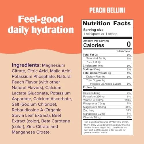 Ultima Replenisher Daily Electrolyte Powder Drink Mix Peach Bellini 90 Servings | Sugar-Free Hydration thumbnail 3