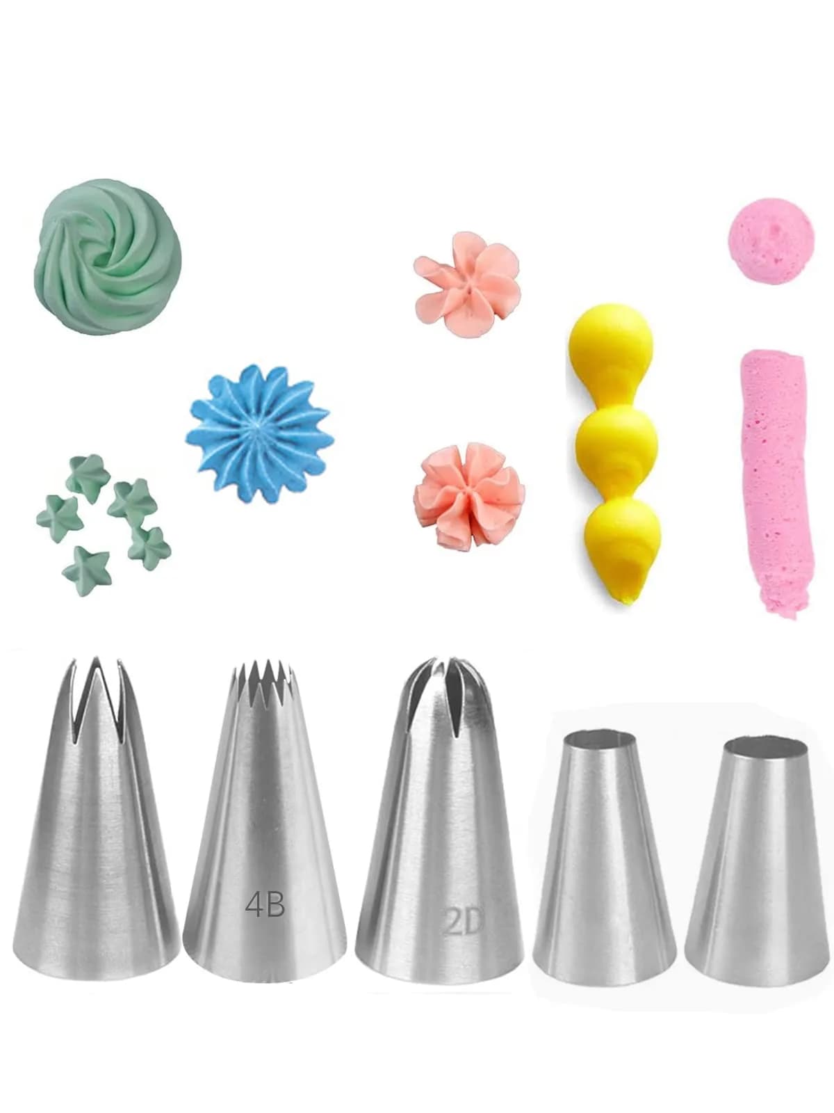Hdujuan Cake Decorating Piping Tips Set, 1M 1A 2A 2D 4B | Professional Baking Tools — B