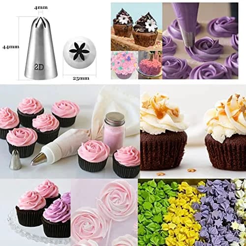 Hdujuan Cake Decorating Piping Tips Set, 1M 1A 2A 2D 4B | Professional Baking Tools thumbnail 4