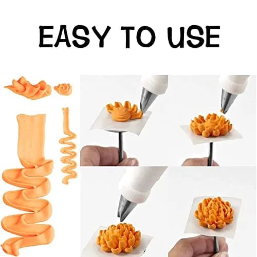 Hdujuan Chrysanthemum & Peony & Suculent Piping Tips Set | Flower Icing Nozzles for Cake & Cupcakes (5 pcs, Stainless Steel, Dishwasher Safe) thumbnail 3