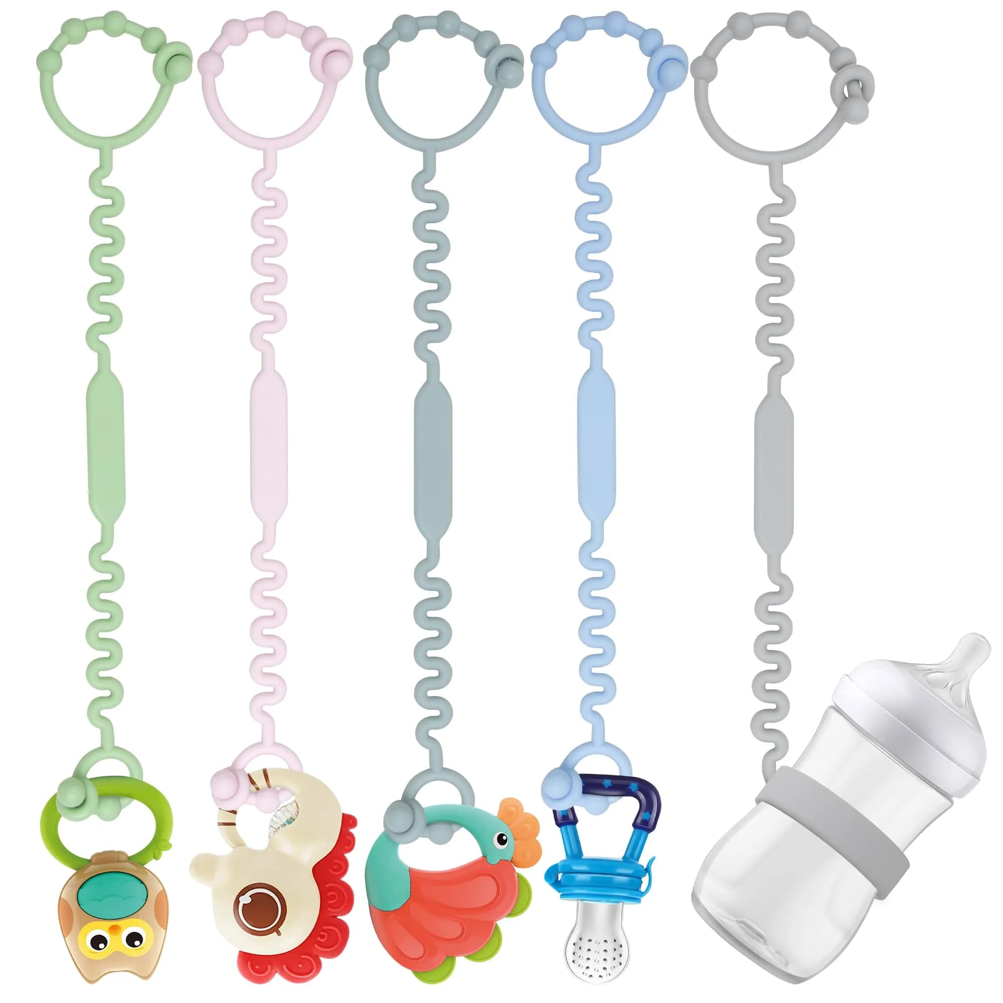 Silicone Baby Pacifier & Toy Straps | BPA-Free, Adjustable & Easy to Clean (5PS)