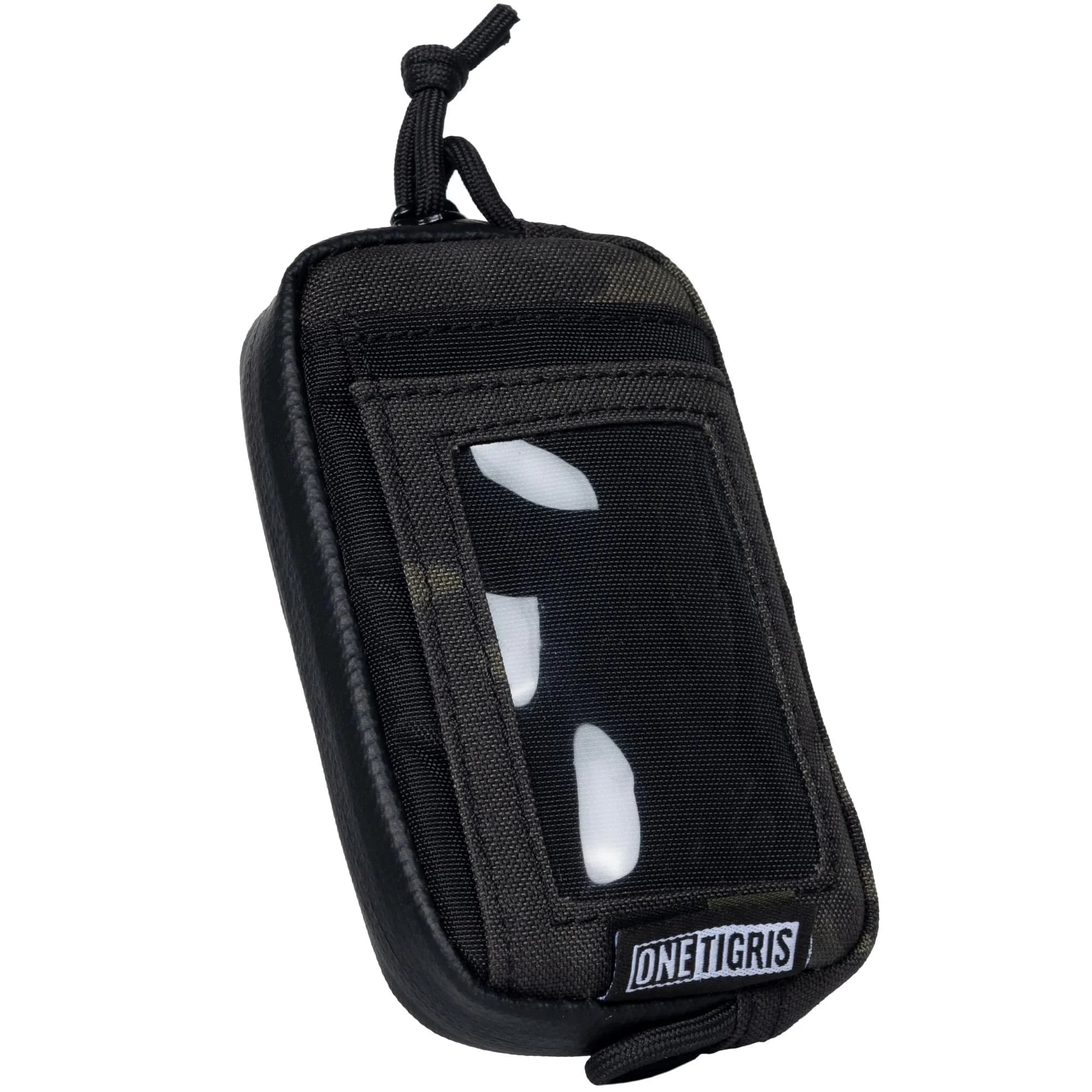 ONETIGRIS Tactical Front Pocket Wallet Camo Color | Durable Nylon Zippered Coin Pouch with ID Window — Camo Black