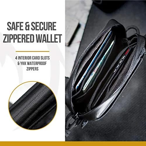 ONETIGRIS Tactical Front Pocket Wallet Camo Black | Minimalist Zippered Card Holder with ID Window thumbnail 3