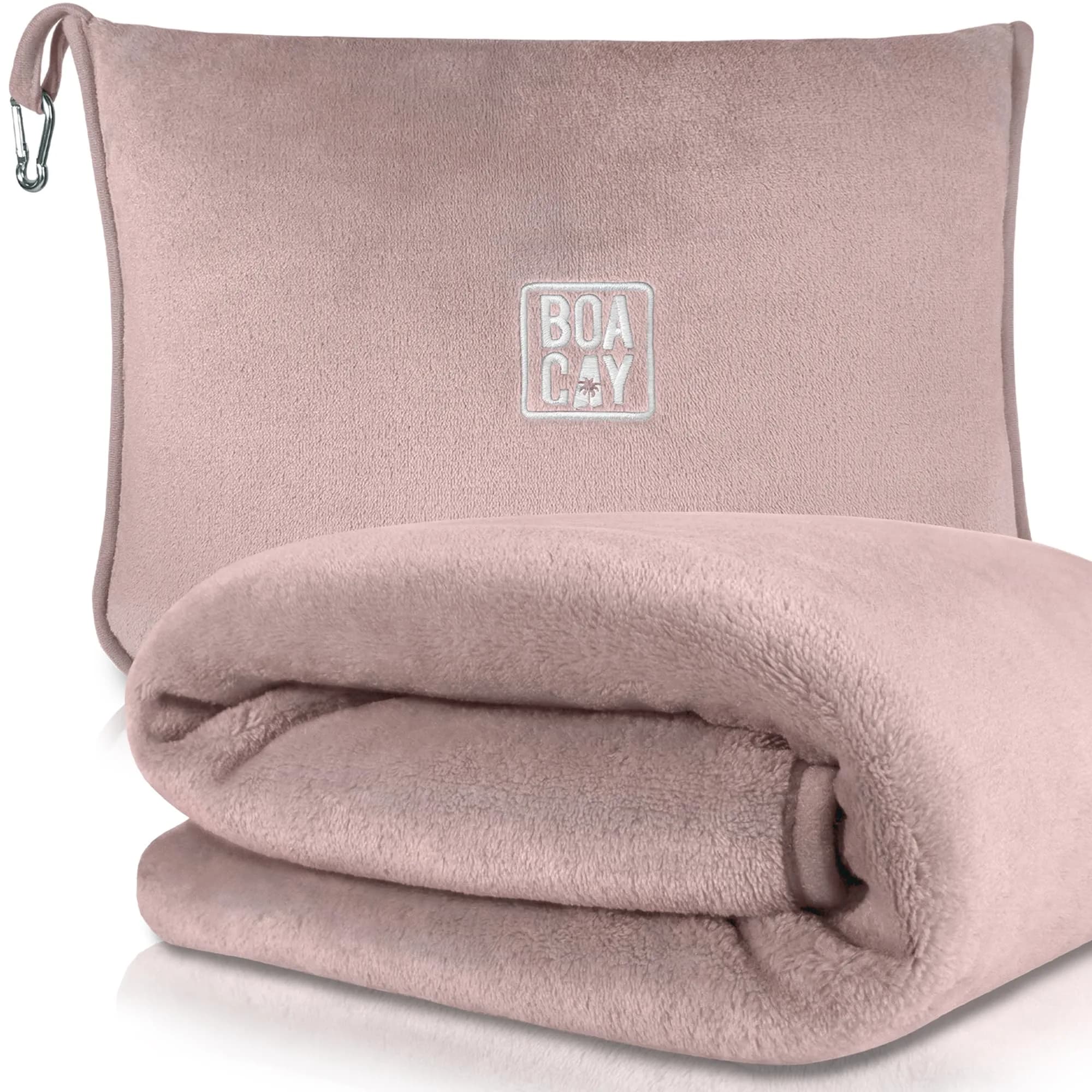 BOACAY Soft & Warm Travel Blanket Pillow 160x100cm (63x40") | Essential for Flights, Cars, Office - Compact, Lightweight, Polyester