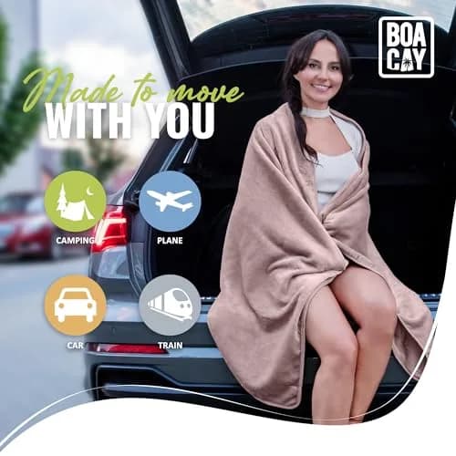 BOACAY Soft & Warm Travel Blanket Pillow 160x100cm (63x40") | Essential for Flights, Cars, Office - Compact, Lightweight, Polyester thumbnail 8