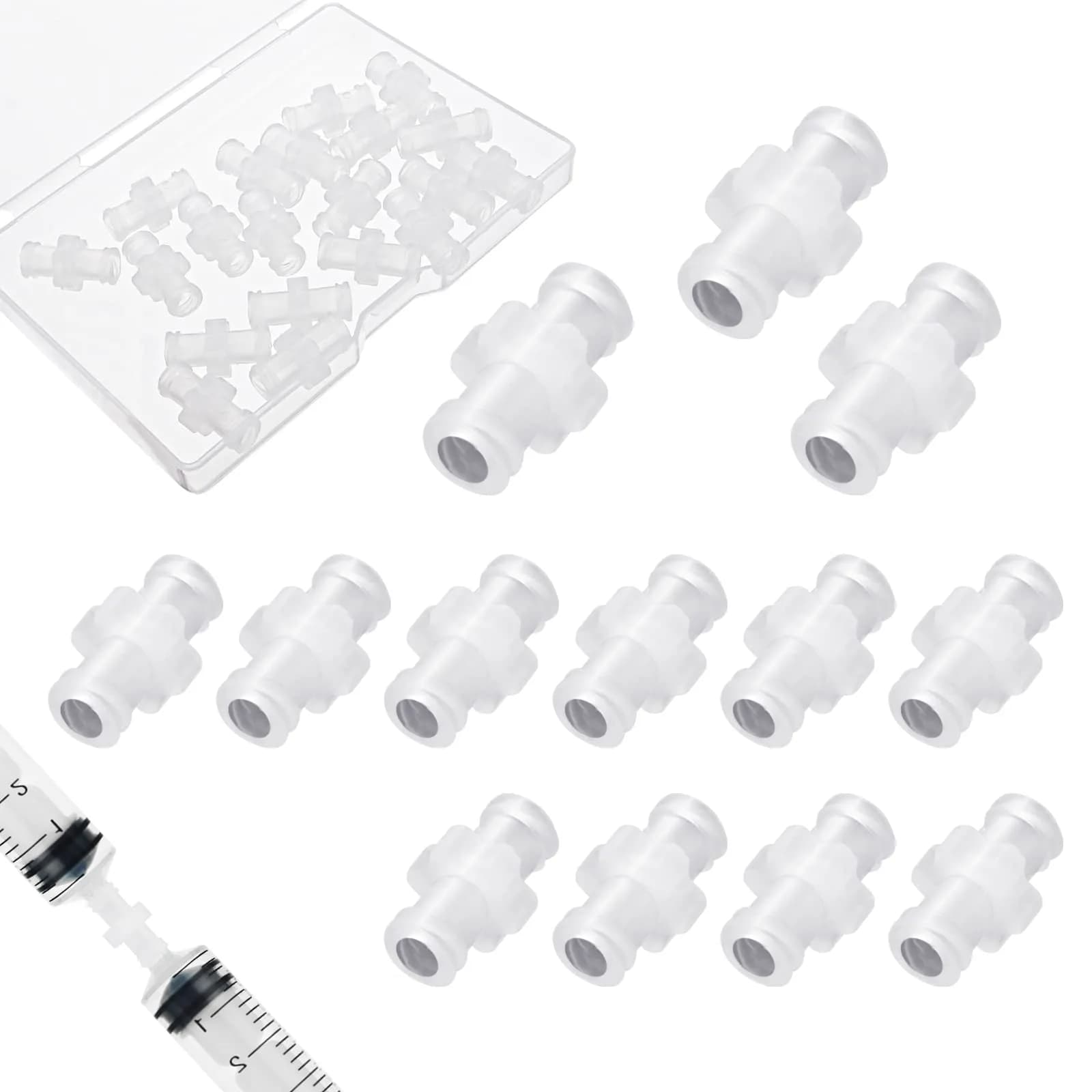 Abeillo 20 Pcs Luer Lock Syringe Adaptor Set - Female to Female Luer Connectors | For Gas & Liquid Media