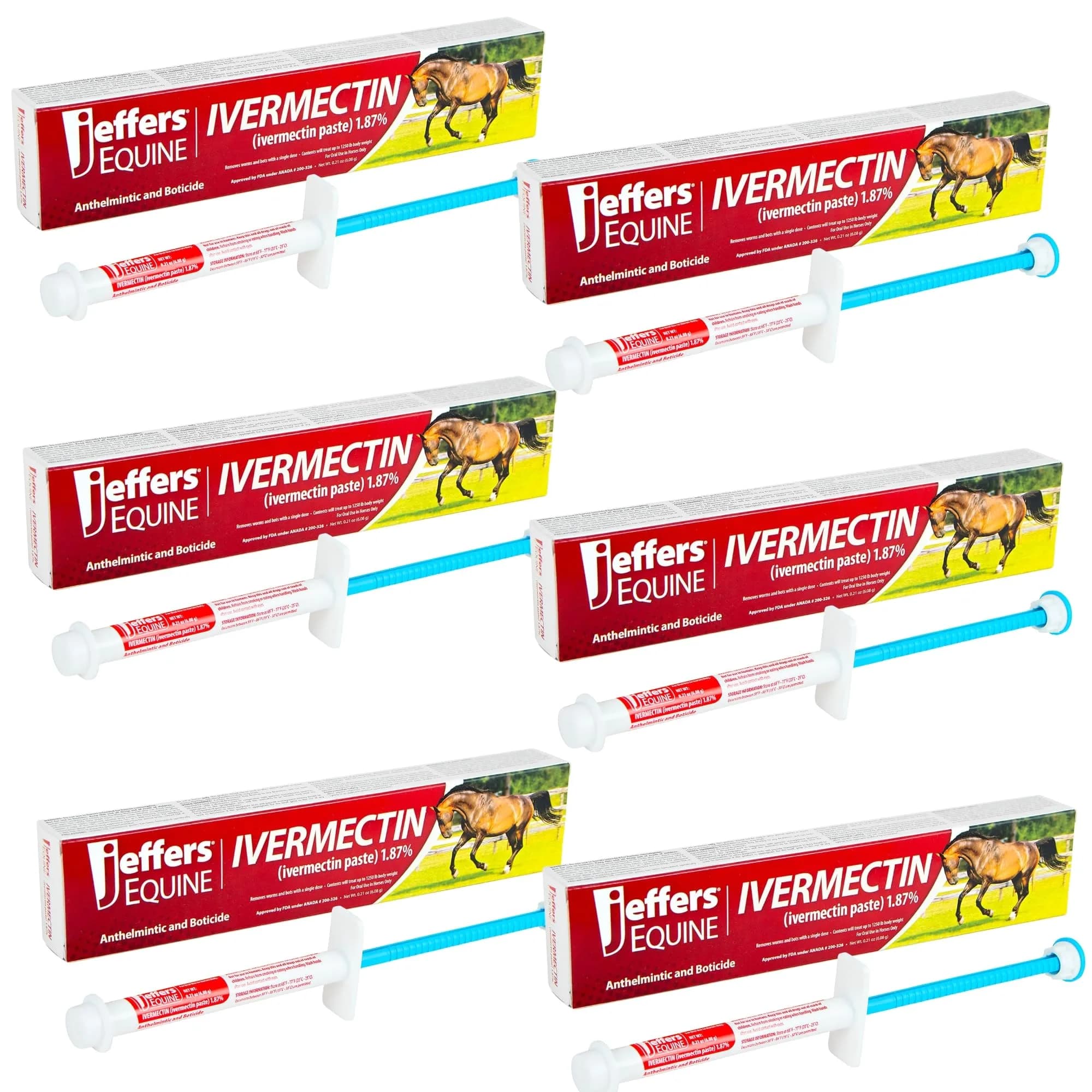 Jeffers Ivermectin Dewormer for Horses 6 Pack | Apple Flavored Broad Spectrum Paste