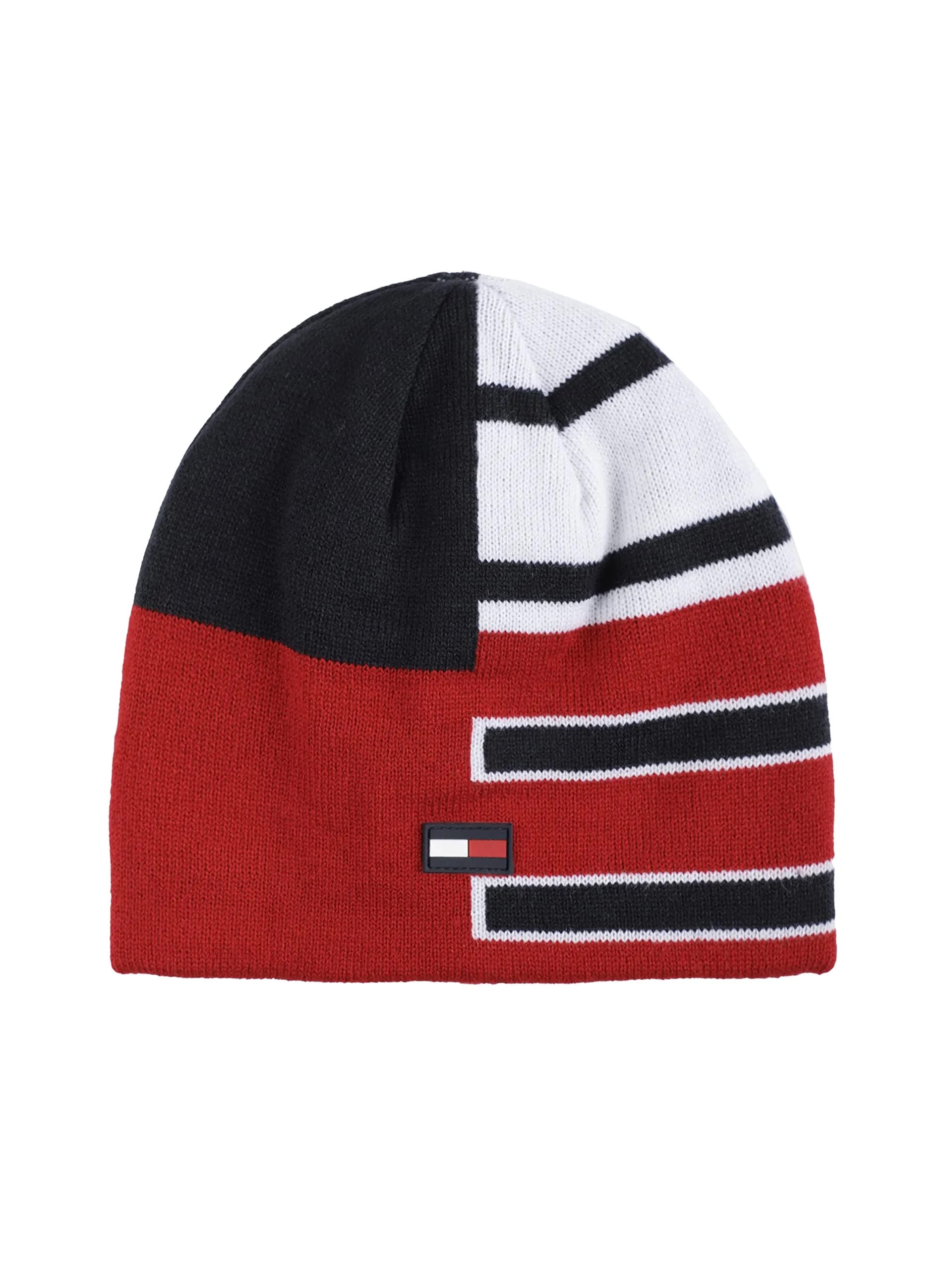 Tommy Hilfiger Boy's Patchwork Stripe Reversible Beanie, Mesmerizing Blue, 100% Acrylic — Scarlet Sage