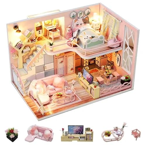 Flever Miniature Wooden House Kit | DIY Dollhouse with Furniture & Lights, 1:24 Scale, Blossom Stories thumbnail 1