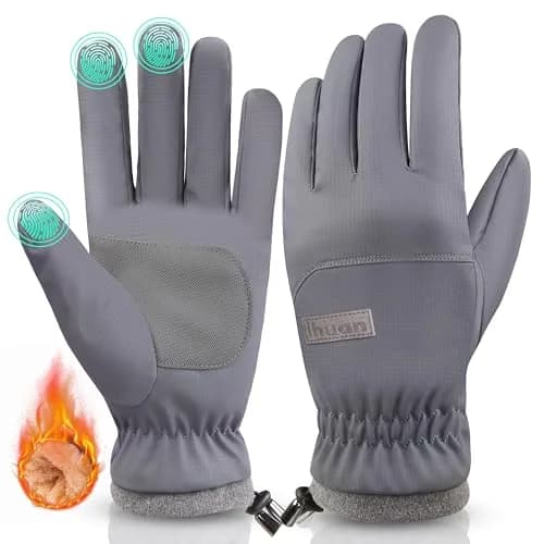 ihuan Waterproof Ski Gloves for Men & Women | Warm, Windproof, Touchscreen Gloves (Small, Grey) thumbnail 1