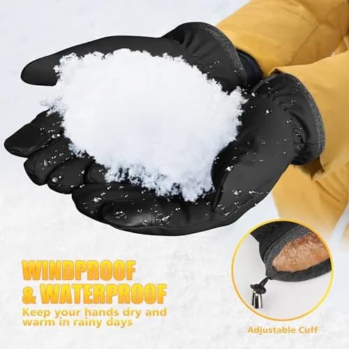 ihuan Waterproof Ski Gloves for Men & Women, Warm Snow Cycling Cold Weather Gloves | Touchscreen Compatible thumbnail 4