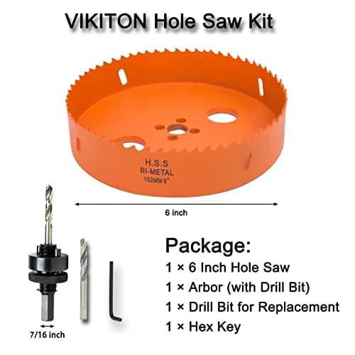 VIKITON 6 inch Hole Saw for Wood, Metal, Plastic & Drywall | Bi-Metal Construction, 152mm Diameter thumbnail 4