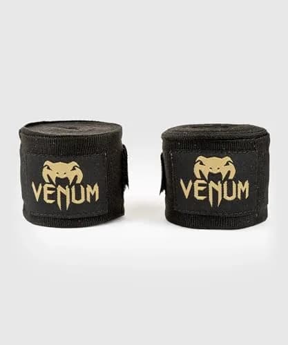 Venum Kontact Boxing Hand Wraps - Black/Gold, 180 in | Elastic Cotton Support for Boxing & MMA thumbnail 1