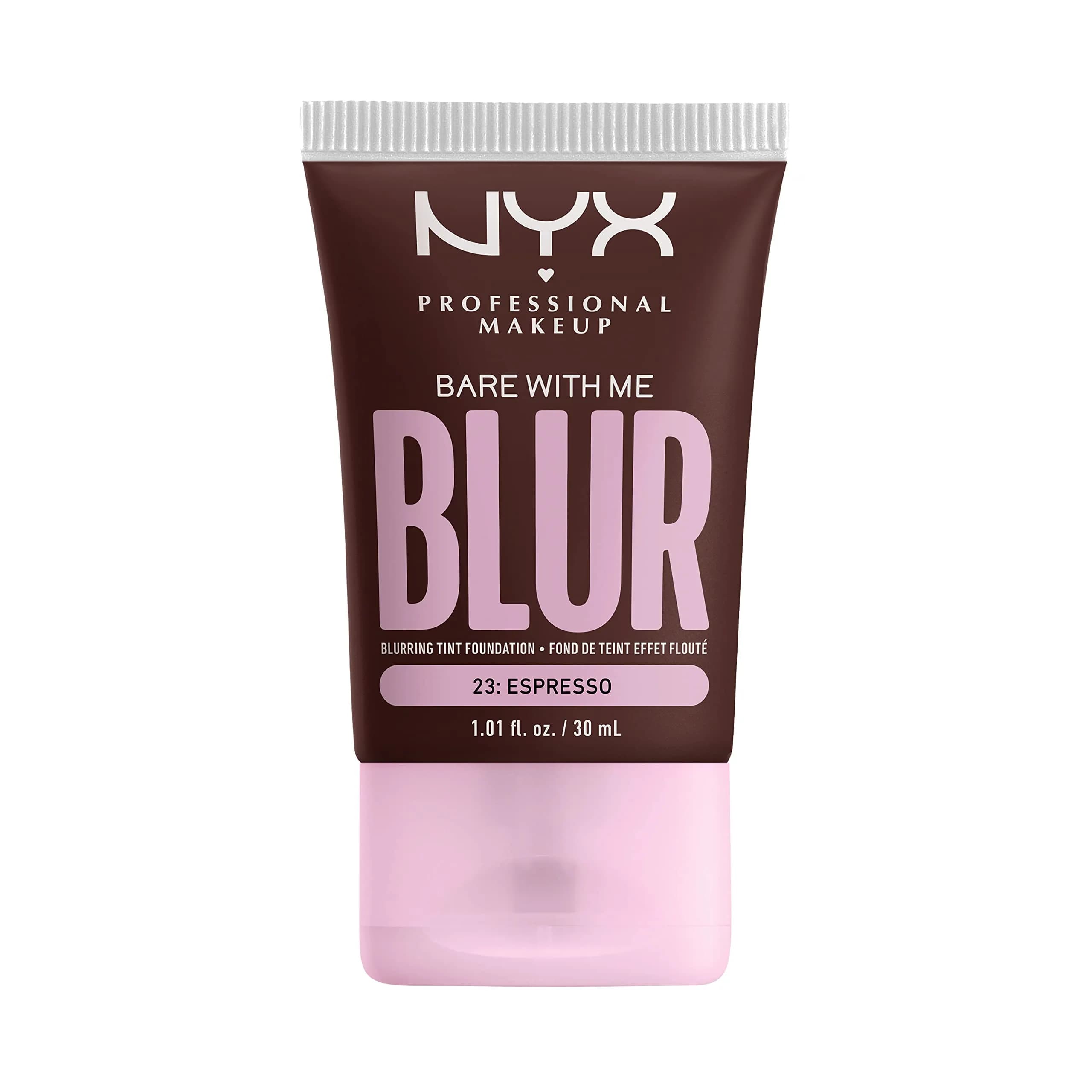 NYX PROFESSIONAL MAKEUP Bare With Me Blur Tint Foundation Light Ivory 30ml (1.01 Fl Oz) | Matte Blurred Finish — 23 Espresso