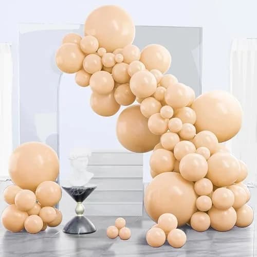 PartyWoo Nude Balloons 140pcs Apricot Boho Fall Color Assorted Sizes | 18 12 10 5 Inch thumbnail 1