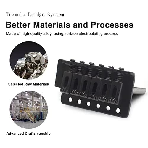 SAPHUE Black Stratocaster Tremolo Bridge Set 52.5mm (2-1/16 inch) | Fits Fender Strat Squier Electric Guitar thumbnail 2