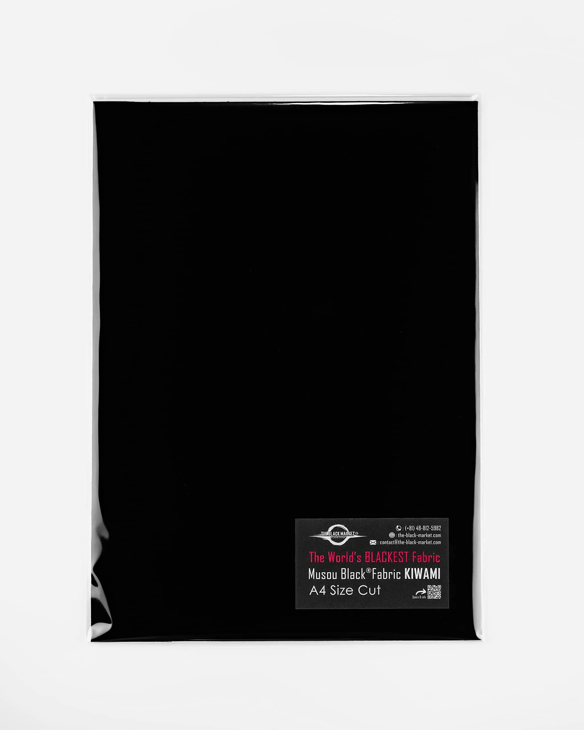The Black Market Musou Black Fabric KIWAMI Backcoated A4 | World's Blackest Fabric for Photography & Art