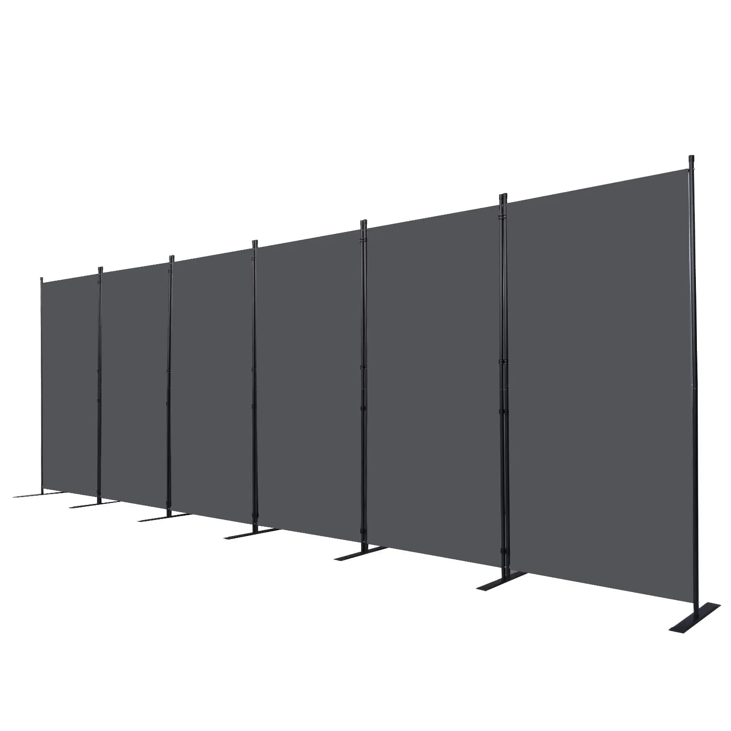 CHOSENM 6 Panel Room Divider Grey 204" W x 71.3" H | Stable Iron Frame, Tear-Resistant Fabric