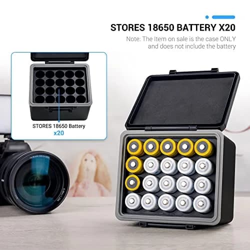 JJC 20 Slots 18650 Battery Storage Case Holder Container Box | Water-Resistant, Shockproof, Pressureproof thumbnail 2
