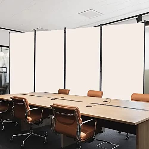 CHOSENM 4 Panel Room Divider Privacy Screen 136" W x 71.3" H | Stable Iron Frame, Beige Fabric thumbnail 7