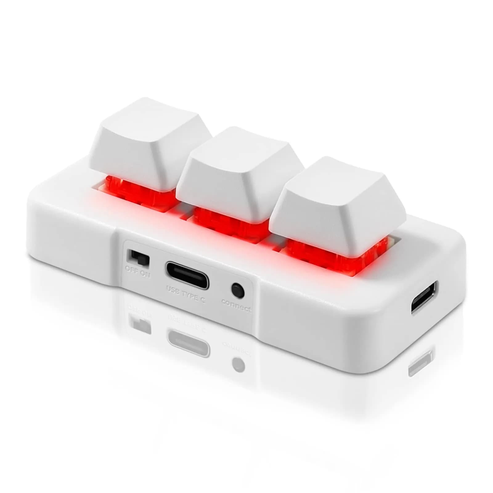 PCsensor 3 Key Mini Macro Keyboard Wireless USB Mechanical Programmable OSU Keypad with RGB LED | 7.6 cm (3 in) | Compatible with PC, Mac, Linux — White-Bluetooth