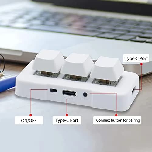 PCsensor 3-Key Mini Keypad Wireless Mechanical Gaming Keyboard with RGB LED | Programmable Hot Keys thumbnail 4