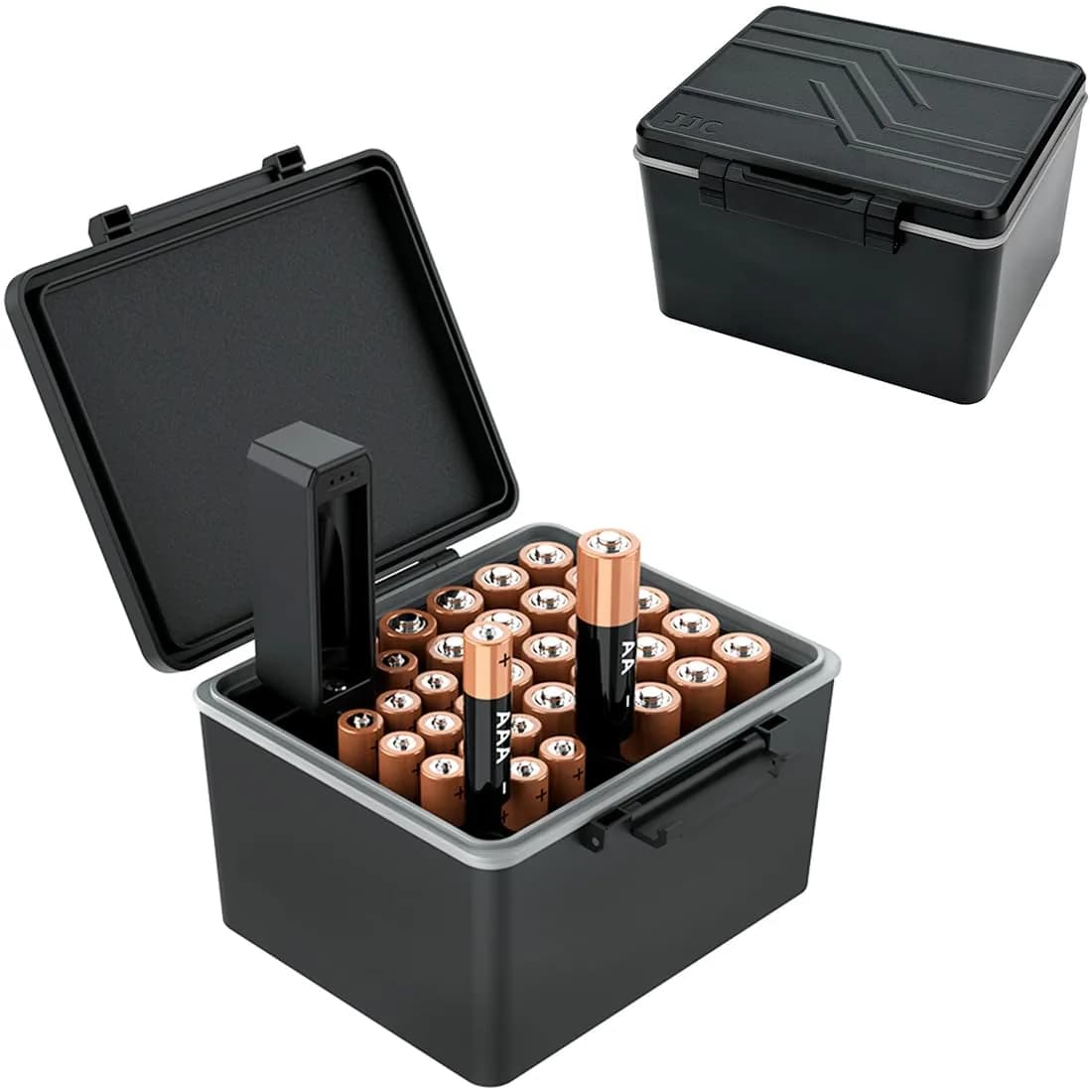 JJC 20 Slots 18650 Battery Storage Case Holder Container Box | Water-Resistant, Shockproof, Pressureproof — for 20 AA and 14 AAA Battery