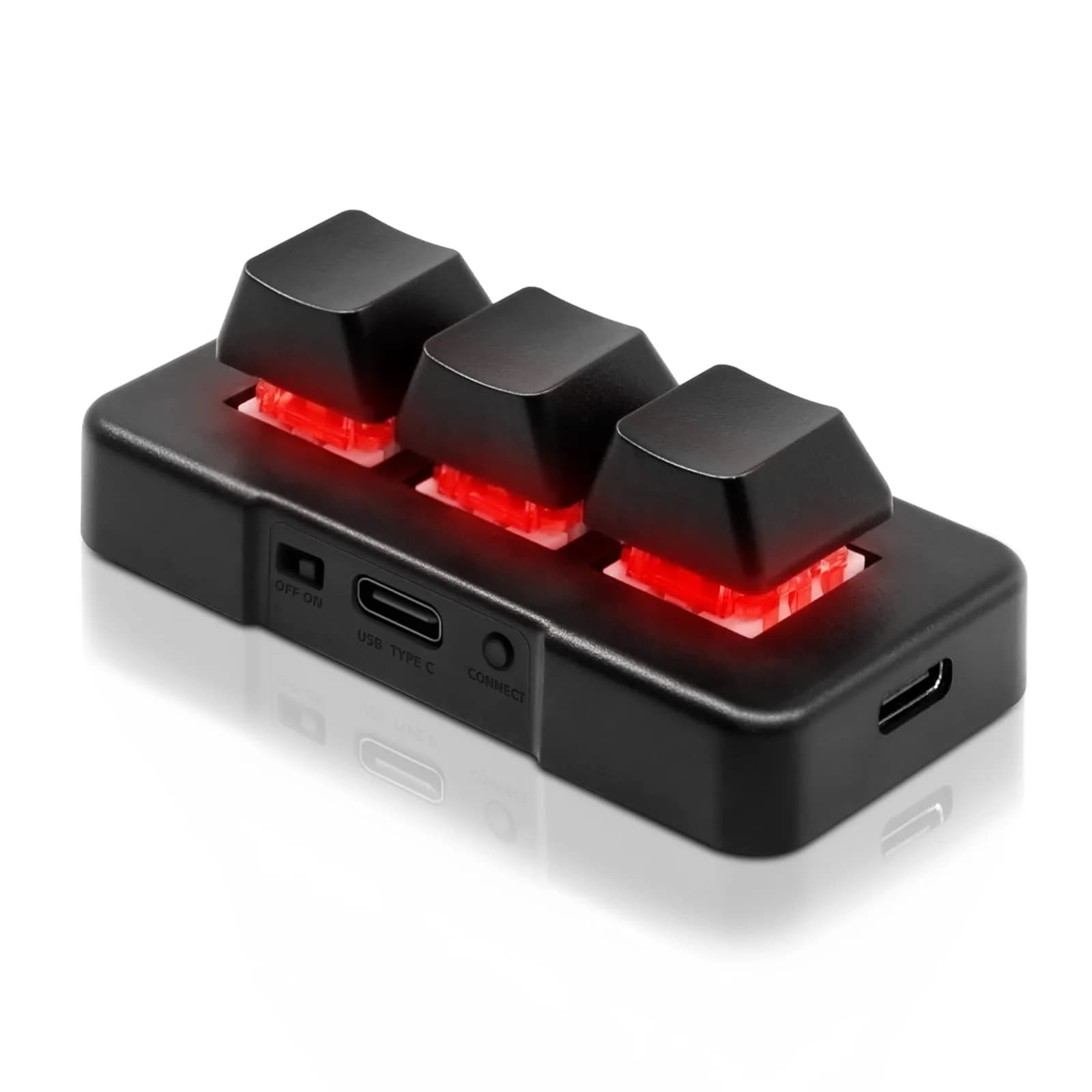 PCsensor 3 Key Mini Macro Keyboard Wireless USB Mechanical Programmable OSU Keypad with RGB LED | 7.6 cm (3 in) | Compatible with PC, Mac, Linux — Black-Bluetooth