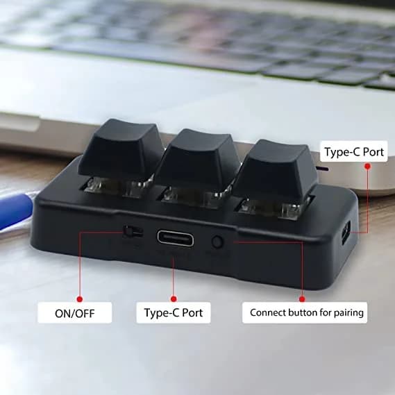 PCsensor 3 Key Mini Macro Keyboard Wireless USB Mechanical Programmable OSU Keypad with RGB LED | 7.6 cm (3 in) | Compatible with PC, Mac, Linux thumbnail 4