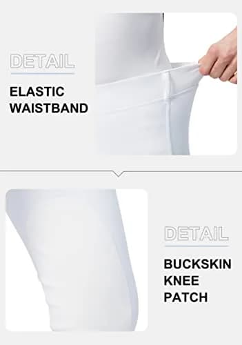 SANTINY Women's Horse Riding Pants with Zipper Pockets Knee-Patch Schooling Tights for Women (White_M) | Breathable & Fitted Breeches thumbnail 5