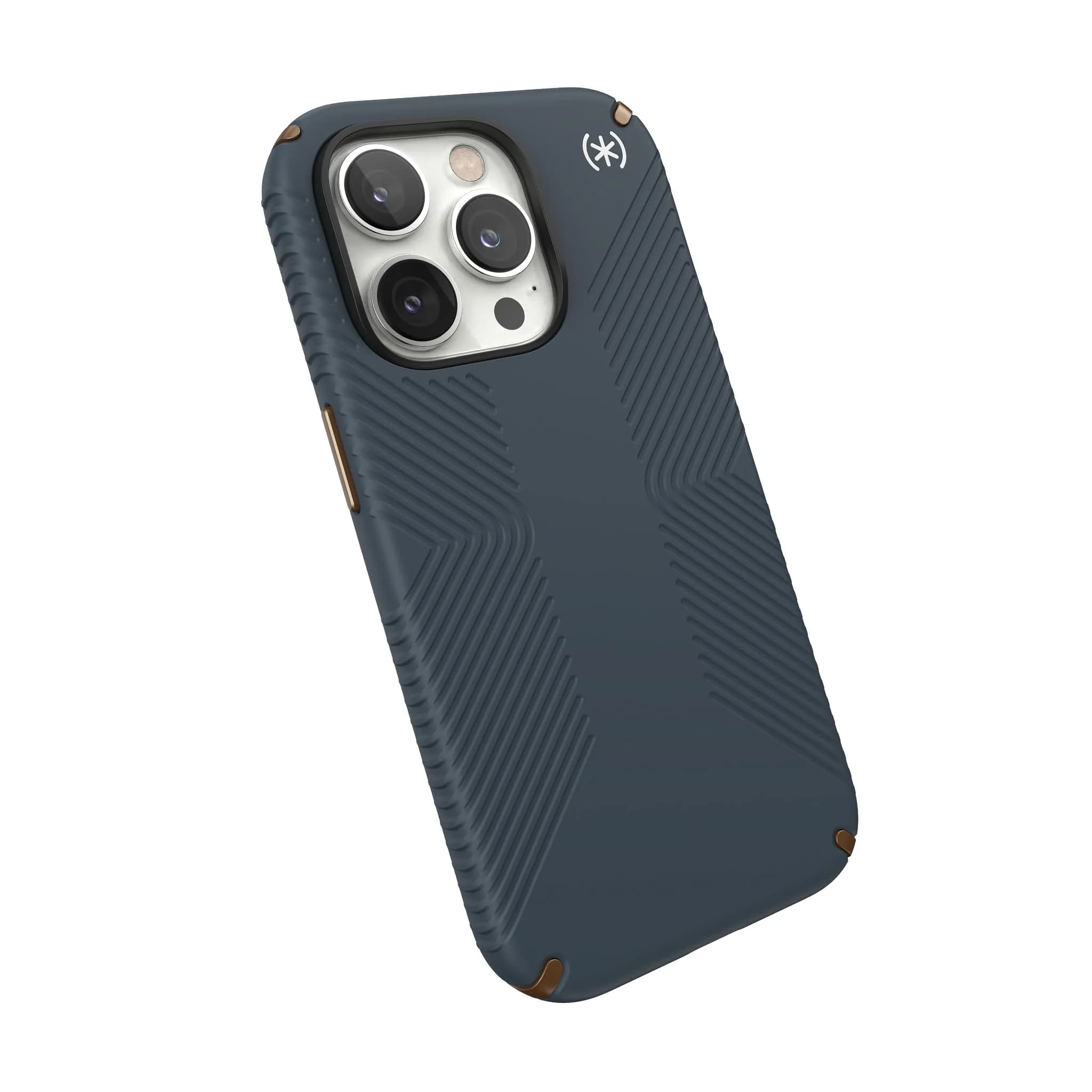 Speck Presidio 2 Grip iPhone 16 Pro Max Case - MagSafe & ClickLock Slim Black/Slate — Charcoal/Cool Bronze/White
