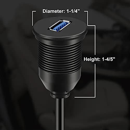 BATIGE USB 3.0 Male to Female AUX Car Mount Flush Cable 1ft | Waterproof Car Dash Extension thumbnail 4