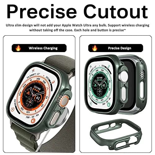 Miimall Apple Watch 49mm Ultra Case | Slim Hard PC Bumper for Ultra 2/3, Green thumbnail 6