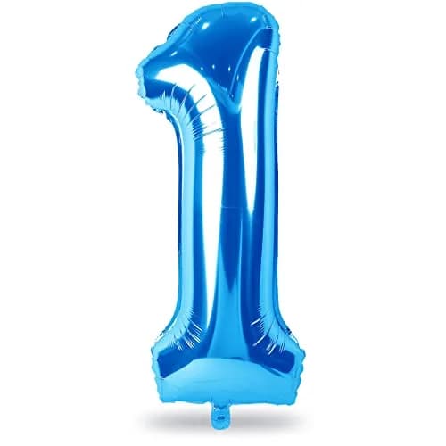 Lingqiang Blue Number 1 Balloon 40 inch | Giant Self-Inflating Foil Balloon for Parties thumbnail 1