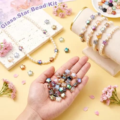 X Hot Popcorn Star Beads, 8mm Glass Star Beads, Electroplated, 200 pcs | Jewelry Craft Supplies thumbnail 4