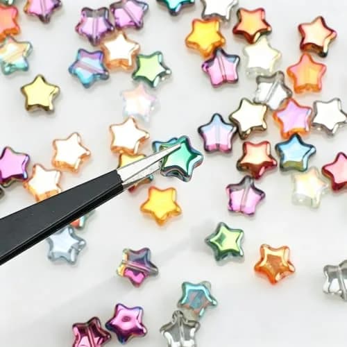 X Hot Popcorn Star Beads, 8mm Glass Star Beads, Electroplated, 200 pcs | Jewelry Craft Supplies thumbnail 8
