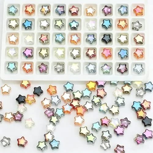 X Hot Popcorn Star Beads, 8mm Glass Star Beads, Electroplated, 200 pcs | Jewelry Craft Supplies thumbnail 9