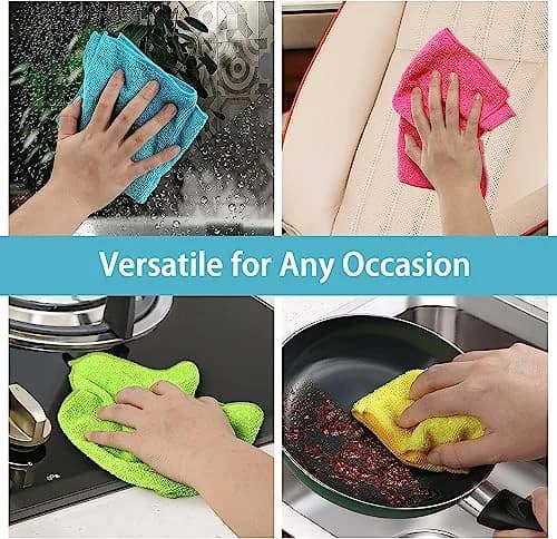HOMEXCEL 8PK Microfiber Cleaning Cloths 11.5x11.5in | Scratch-Free & Ultra-Absorbent thumbnail 7