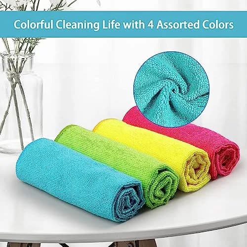 HOMEXCEL 8PK Microfiber Cleaning Cloths 11.5x11.5in | Scratch-Free & Ultra-Absorbent thumbnail 3