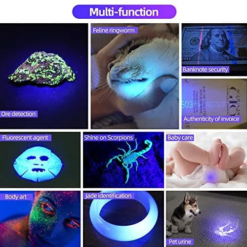 DARKDAWN UV 365nm Light Flashlight | USB Rechargeable Blacklight for Detection & Verification thumbnail 6