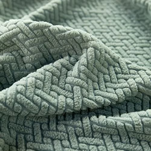 ShowyLive Stretch L-Shape Sofa Cover for Chaise Lounge - Weave Green | 155-185cm Length x 90-110cm Width thumbnail 8