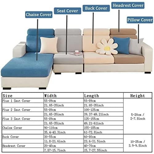 ShowyLive Weave Green Stretch Sofa Cover for L-Shape Sectional Couch, 155-185cm Length (M Back Cover) thumbnail 7