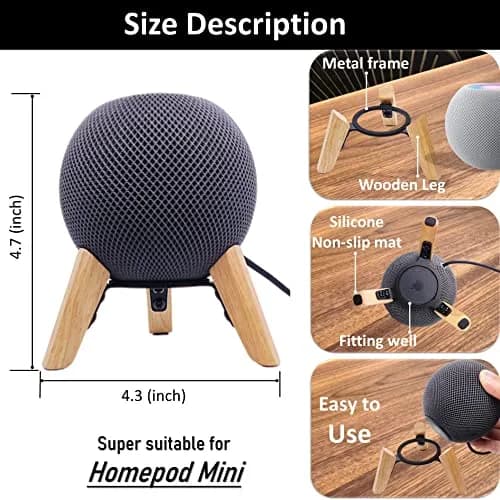 Counlisha Real Wood Stand for Homepod mini | Stylish Desktop Bracket in White Oak thumbnail 2