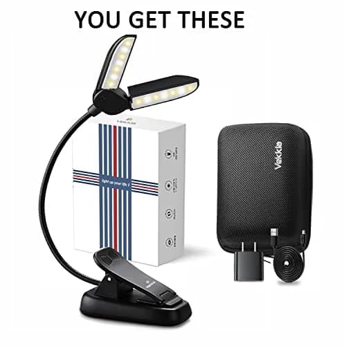 Vekkia 14 LED Book Light with Charger & Travel Case, 7 oz (198 g) | Portable Clip-on Reading Lamp thumbnail 2