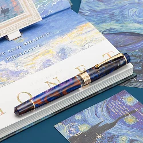Asvine P20 Purple Resin Fountain Pen Piston Filling, Fine Point Smooth Writer with Gift Case | 14.6cm (5.75 in) thumbnail 8