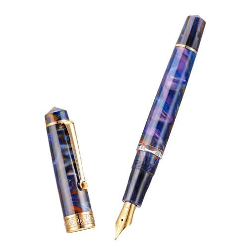 Asvine P20 Piston Fountain Pen Purple Resin, Extra Fine Nib, Gold Trim | Smooth Writer Collection with Case Set thumbnail 2